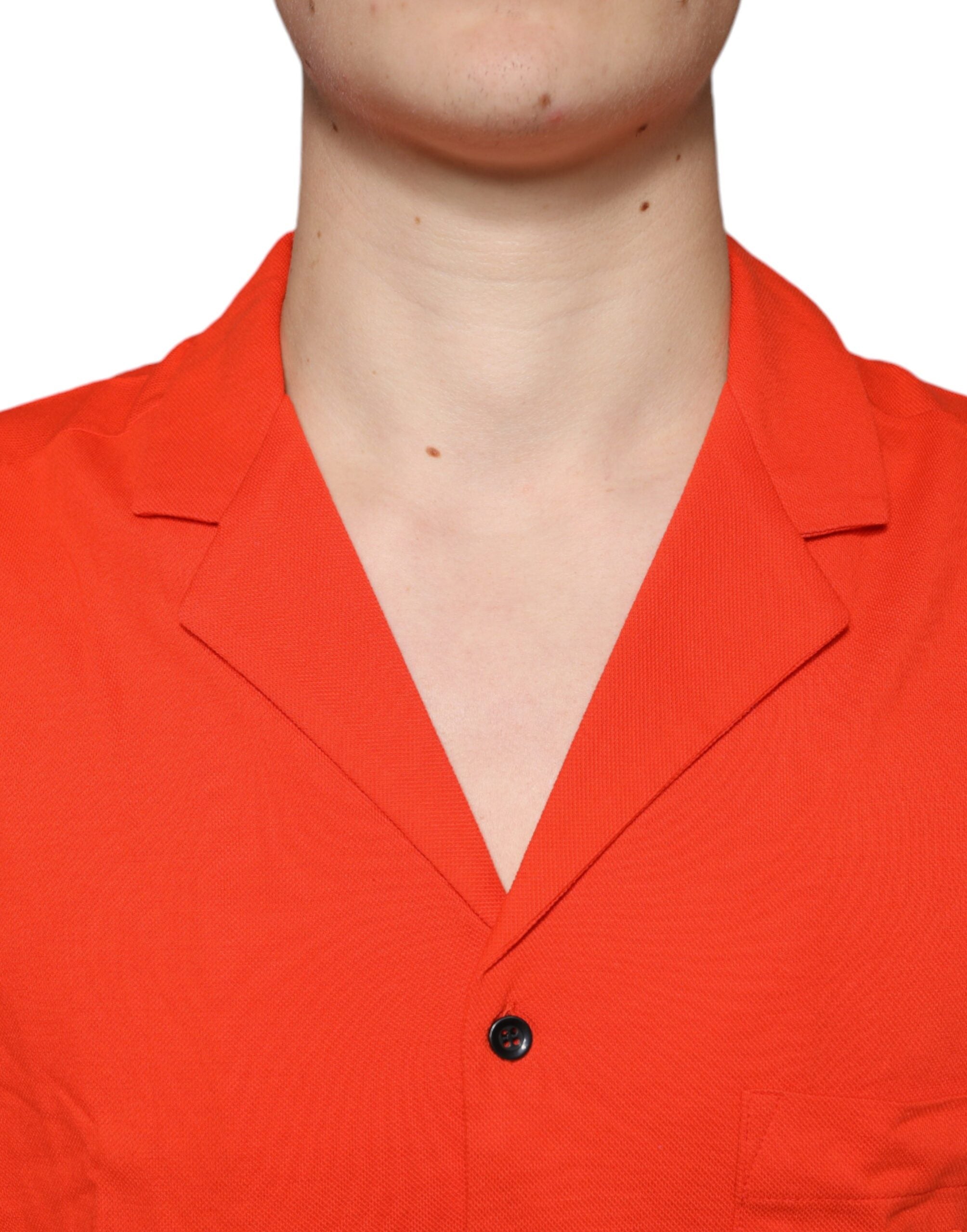 Dolce & Gabbana orange cotton button-front polo shirt